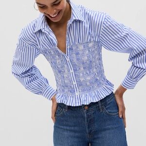 Gap smocked peplum shirt